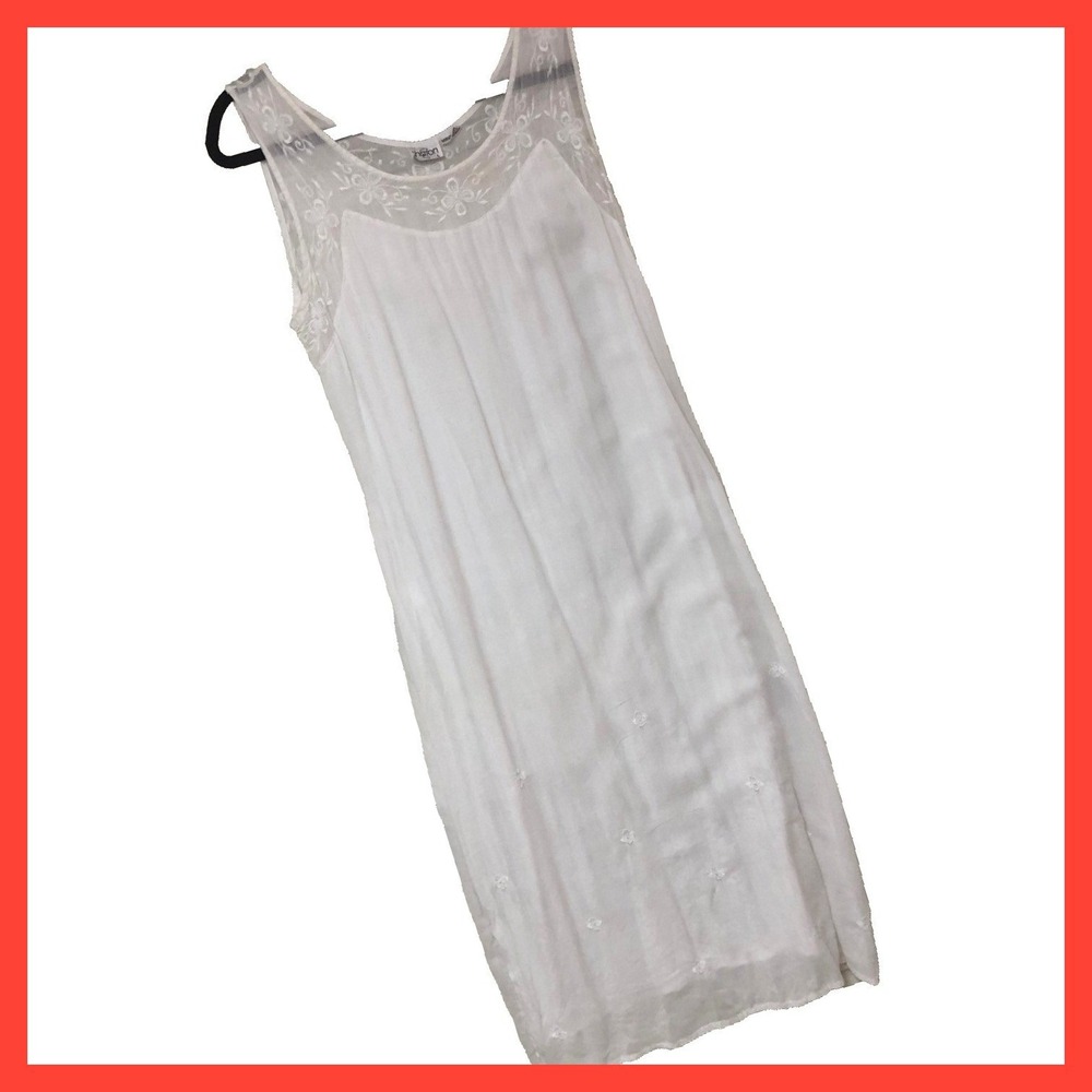 Sharon White Womens Maxi Dress Lined Embroidered Angel Fairy Romantic Coquette L